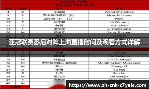 亚冠联赛悉尼对阵上海直播时间及观看方式详解
